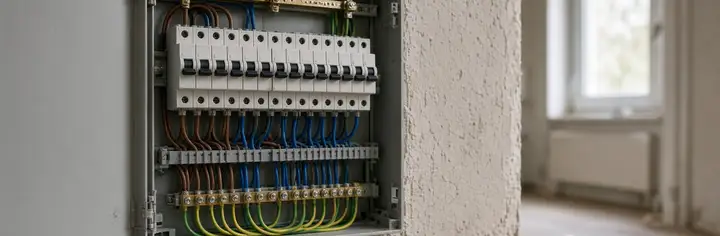 Illustrated open consumer unit.